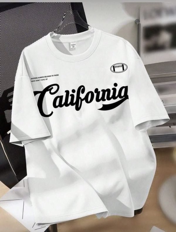 White oversized varsity script T-shirt